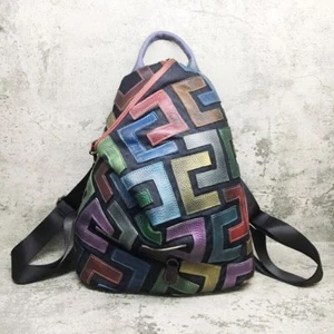 Mujeres Diseñador Lujo Mujeres Bolso Cuero de Vaca Mochila Estudiantes Colorido Escuela - Imagen 1 de 9