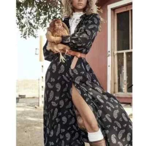 Zara Paisley Printed Shirt Button Front Belted Maxi Dress ~ Size XS-S ~ 4479/242 - Picture 1 of 12