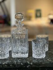 Imperial Estate "Ventana" Crystal 5 Piece Whiskey Set, 1 Decanter, 4 Glasses.