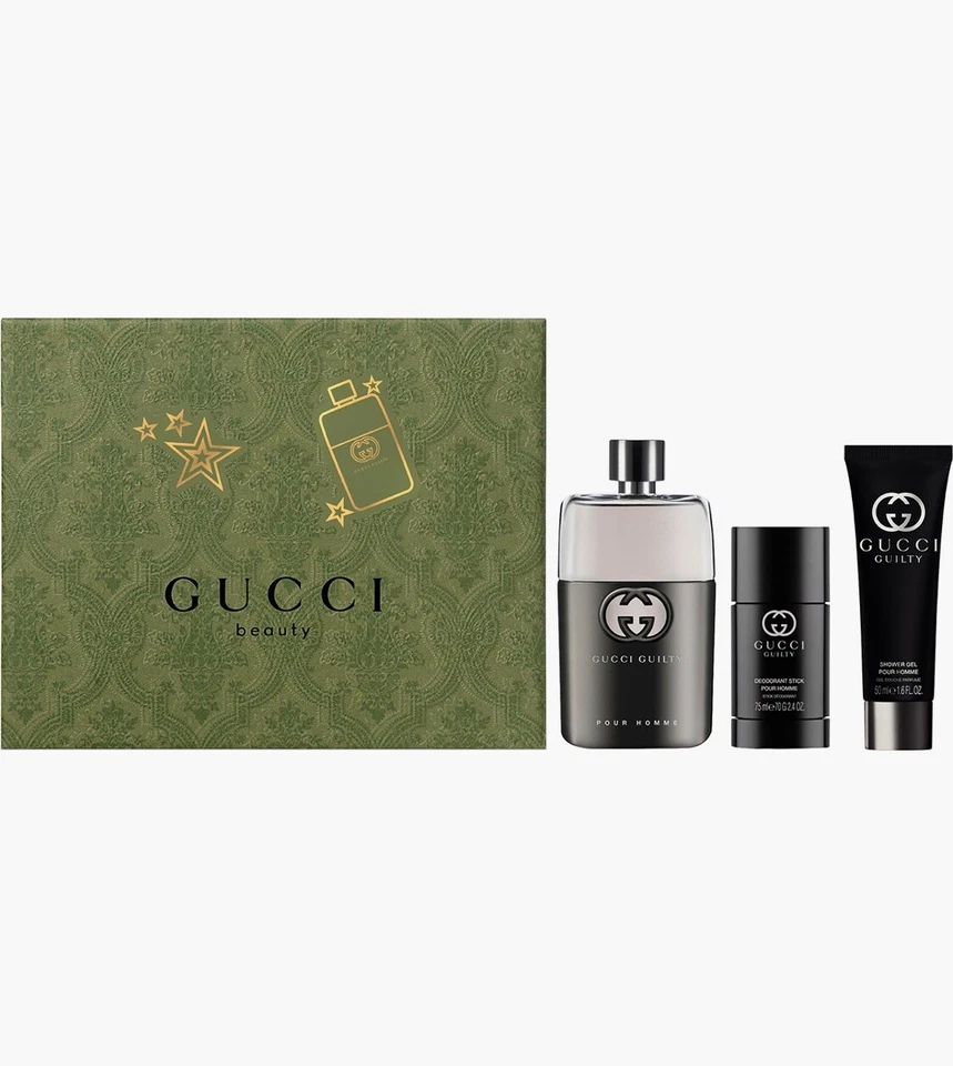 Nuevo Auténtico Gucci Culpable Para hombres 3 piezas Pour Homme Perfume Set de Regalo Desodorante en Barra Foto 1 de 2