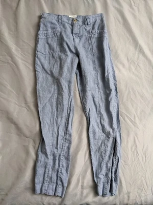 Nicole Miller Pants Womens Size L Blue 100% Linen Chino Coastal Vacation Beach - Image 1 of 4
