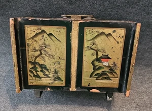 Vintage japanische schwarze Lackware Holz Schmuck Spieluhr animierte Ballerina - Bild 1 von 10