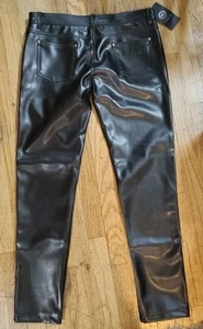 Large MR. RIEGILLIO 5-Pockets 32" Leather Pants Tapered Fit Vegan Faux Leather. - Picture 1 of 8