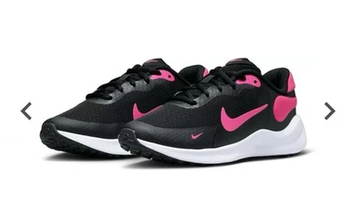 Nike Girls Revolution 7 Running Shoes Black Pink White  Size 1Y FB7688 002 NWT - Image 1 of 4