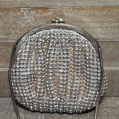Vintage Delill Purse Bag Silver Bejeweled Rhinestones w Serpentine Strap  Macau  - Image 1 of 4