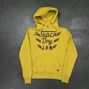 Superdry Japan Spell Out Logo Hoodie Sweatshirt Yellow L - Picture 1 of 7