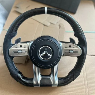 AMG Carbon Fiber Steering Wheel For Mercedes-Benz AMG W205 C43 G550 G63 Upgrade Foto 1 de 2