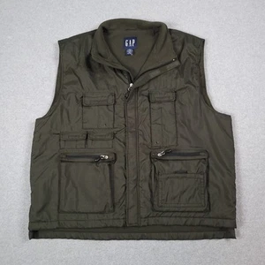 Vintage Gap Vest Men 2XL Green Y2K Safari Utility Cargo Photographer Performance - Picture 1 of 9