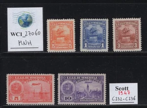 WC1_27060.VENEZUELA. Valioso juego de aire 1947. Sc.C232-C236. MNH - Imagen 1 de 1
