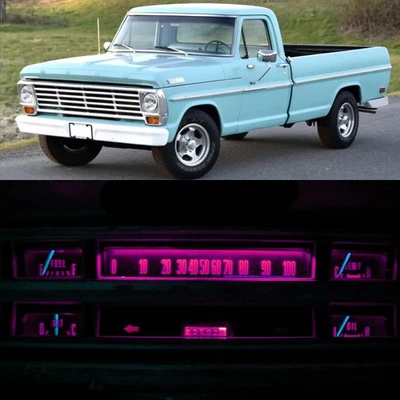 Cuadro de instrumentos LED rosa púrpura para Ford 1967-1969 F100 F250 F350 Foto 1 de 4