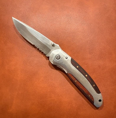 Winchester Liner Folding Knife Stainless Drop Point Partially Serrated Blade - Image 1 of 4