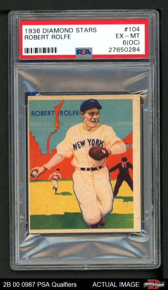 1935-36 Diamond Stars #104 Red Rolfe PSA 6 (OC) - EX/MT - Image 1 of 2