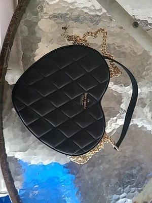 KATE SPADE Love Shack Heart Crossbody Bag Purse Quilted Black Leather - Image 1 of 4