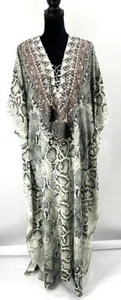VERI COLORI La Moda Abbigliamento Caftano Lungo con Cristalli Costume Copricostume da Bagno OS - Foto 1 di 4