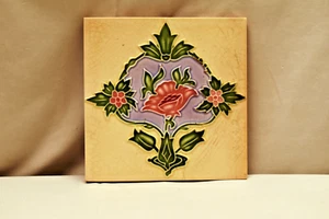 Antique Tiles Art Nouveau Ceramic Majolica Saji Japan Architectural Decorativ"L9 - Picture 1 of 4