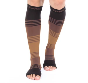 Calcetines Doc Miller punta abierta manga de compresión 20-30 mmHg venas varicosas NEGROS/BRONCEADOS - Imagen 1 de 10