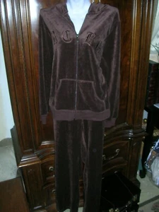 NWT BCBG 1X Signature Pockets Brown Velvet Zipper Sweats Track Jacket Hoodie - Picture 1 of 3