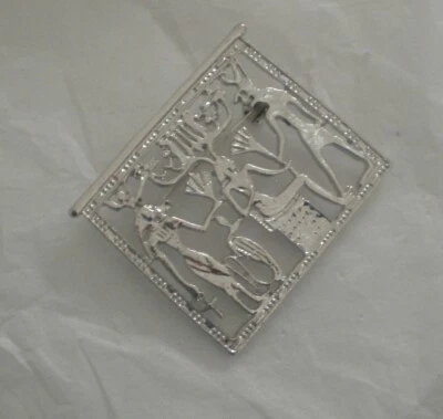 Nuevo broche prendedor temático egipcio antiguo detallado tono plateado gran accesorio Foto 1 de 2