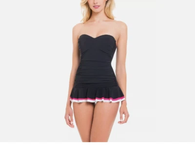 Woman Small Black Swimsuit Gottex Tutti Frutti Strapless Tummy-Control Swimdress - Image 1 of 4