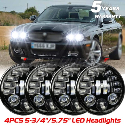 4Pcs 5.75" 5-3/4 inch Round LED Headlights High Low Beam For Jaguar XJ XJR XJ8 - Image 1 of 4
