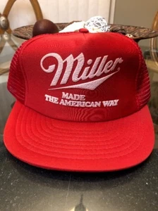 Vintage RARE Miller Beer Snapback Trucker Hat Cap Mesh Made the American Way - Bild 1 von 7
