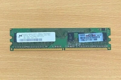 Micron MT8HTF12864AY-667E1 1GB DDR2-667 & HP P/N 377726-888 memory  - LQQK! - Image 1 of 2