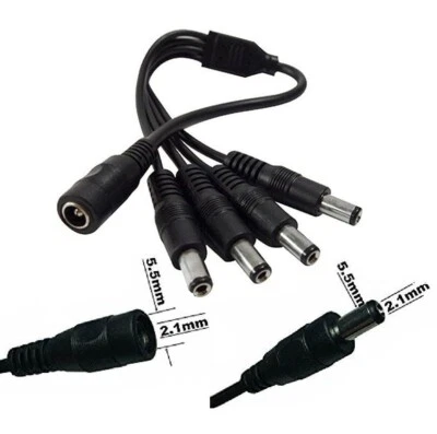 SUNVISION SURVEILLANCE 1-to-4 DC Power Splitter Cable with 5.5x2.1mm Plugs for CCTV (PSC4)