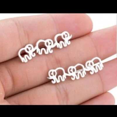 Pendientes de plata de elefante oreja escalador elefante joyería de moda Foto 1 de 4