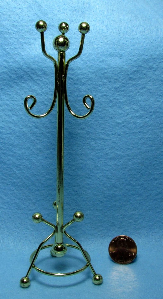 Кукольный домик миниатюрный металлический золотистый пальто дерево шляпа стойка IM66215 - Изображение 1 из 1