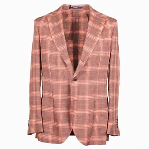 Drumohr Orange Check Lightweight Linen Sport Coat 40R (Eu 50) NWT - Picture 1 of 9