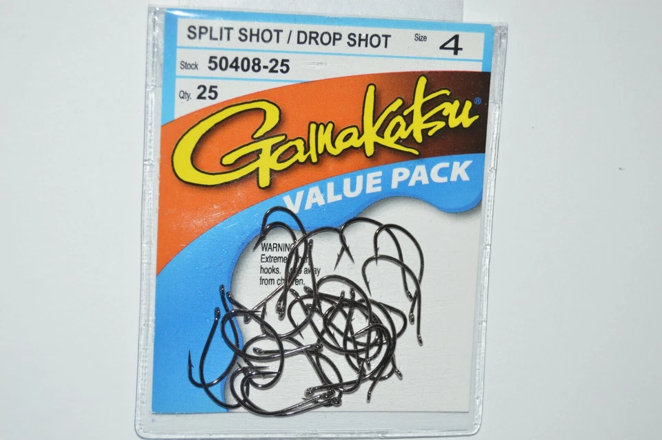 gamakatsu split shot drop shot hook size 4 japan hooks 25 per pack 50408-25