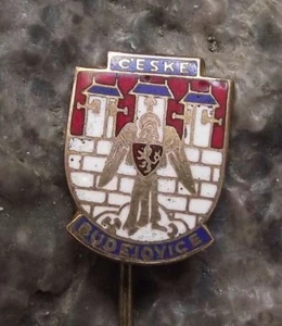 Ceske Budejovice Defending Angel on Castle Walls Heraldic Souvenier Pin Badge - Picture 1 of 3