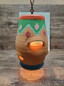 VINTAGE South American MEXICAN Pottery CLAY TERRA COTTA HANGING LAMP HAND MADE  - Picture 1 of 4