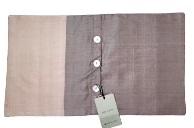 West Elm Silk Herringbone Throw Pillow Cover Mother of Pearl Buttons Lined 21x12 - Image 1 of 4