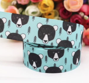 Grosgrain Cute Cartoon Bear Grizzly Bear Ribbon 25mm 1" - Picture 1 of 1