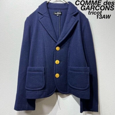 罕见 13AW Comme Des Garcons Tricot 羊毛西装外套夹克定制夹克海军蓝 M — 第 1/4 张图片