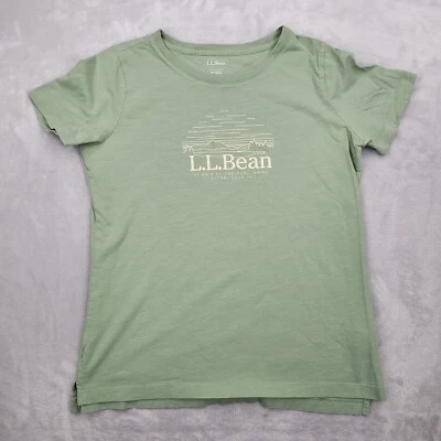 LL Bean Top Mujer Mediana Blusa Camisa Básica Cuello Redondo Regular Verde Manga Corta Foto 1 de 4