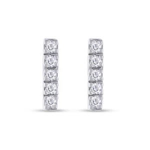 Vertical Bar Studs Earrings Round Cut Natural Diamond in 925 Silver Gold Plated - Picture 1 of 9