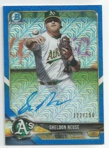 2018 Bowman Chrome Prospects Autograph Blue Mojo Refractor Sheldon Neuse #d /150 - Picture 1 of 2