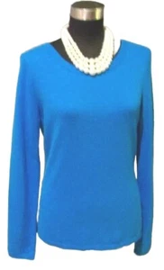 Women's Peck & Peck Cashmere Knit Top Sz M Blue Turquoise Sweater Dress Casual - Picture 1 of 4