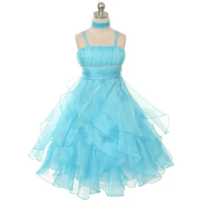 AQUA Size 14 Big Girl Multi Layered Organza Dress Rhinestone on Waistline - Image 1 of 3