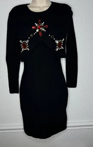 Ann Taylor VINTAGE Andrea Jovine Vintage 90's Black Embellished Dress Size S - Picture 1 of 9