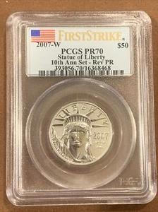 2007 W- Platinum American Eagle- $50 Statue Of Liberty- Rev PR- PCGS- PR70 - Picture 1 of 5