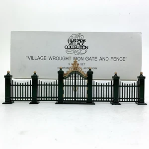 Dept 56 Cancello e Recinzione in Ferro Battuto 9 Pezzi 5514-0 Verde 1991 Heritage Village - Foto 1 di 24