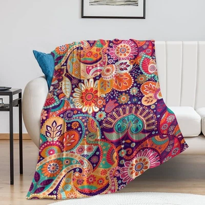 Boho Mandala Throw Blanket 40x60in - Warm Flannel Couch/Bed Decor, Floral Pai... - Image 1 of 4