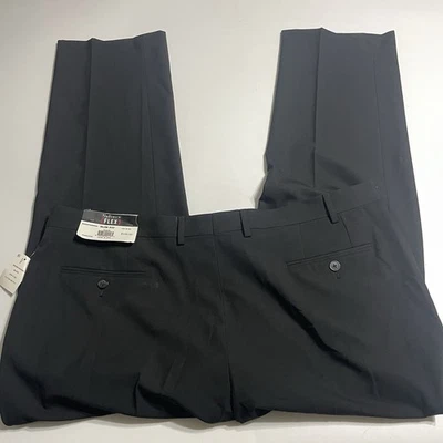 Van Heusen Flat Front Pant Flex SLIM 42x30 Black Mens Suit Separates NWT $100 - Image 1 of 4