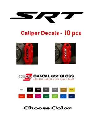 Juego de calcomanías de pinza de freno SRT - 10 piezas - Challenger, Charger, Cherokee Foto 1 de 4