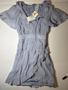 NWT Sadie And Sage Large Sky Blue Mini Dress V Neck $58 - Picture 1 of 9