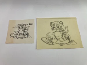 Kitten Cat Velvet Fabric Tri-Chem Liquid Embroidery Mini Picture to Paint 8"x6" - Picture 1 of 5