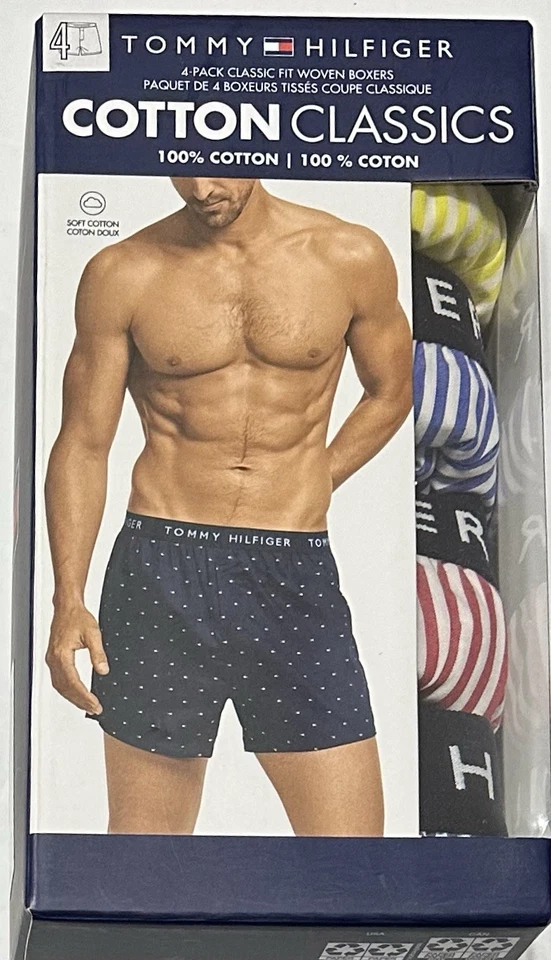 Tommy Hilfiger Men's 4-Pack Classic Fit  Woven Boxers X-Large (40-42)  Stripes - Image 1 of 4